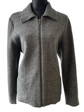 Croft & Barrow Felted Wool Zip Front Cardigan Jacket in Charcoal. Size XL